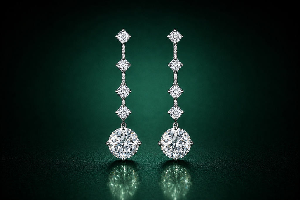Elan Drops - Moissanite earrings in 925 Sterling Silver