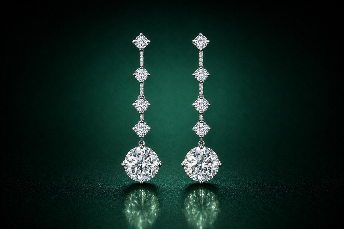 Elan Drops - Moissanite earrings in 925 Sterling Silver