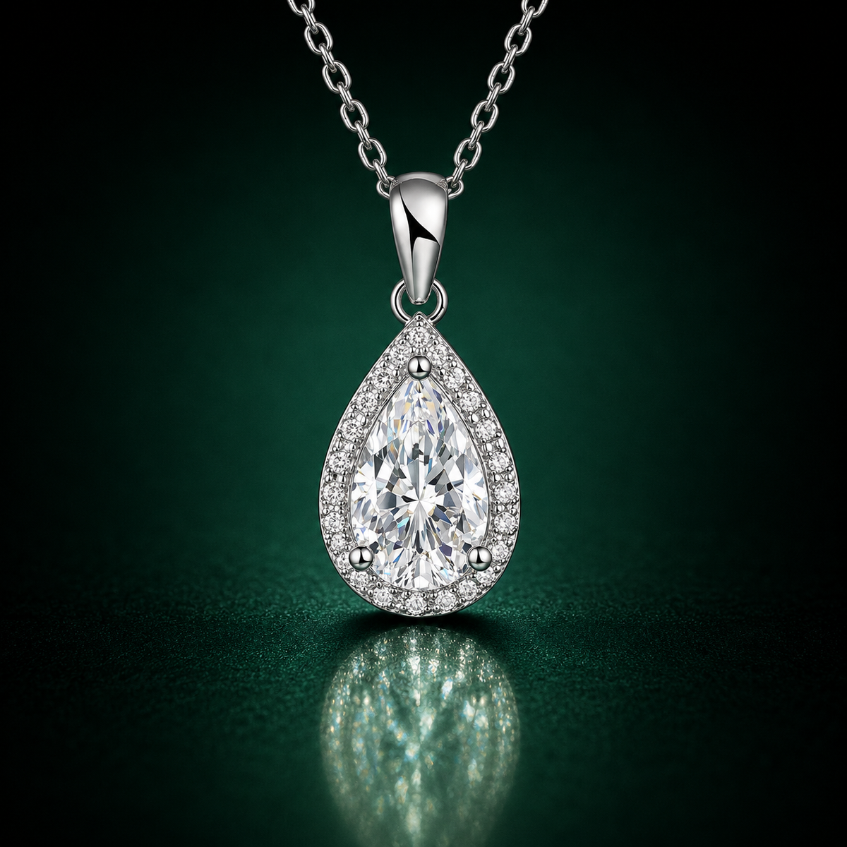 Teardrop - Moissanite Necklace in 925 Sterling Silver