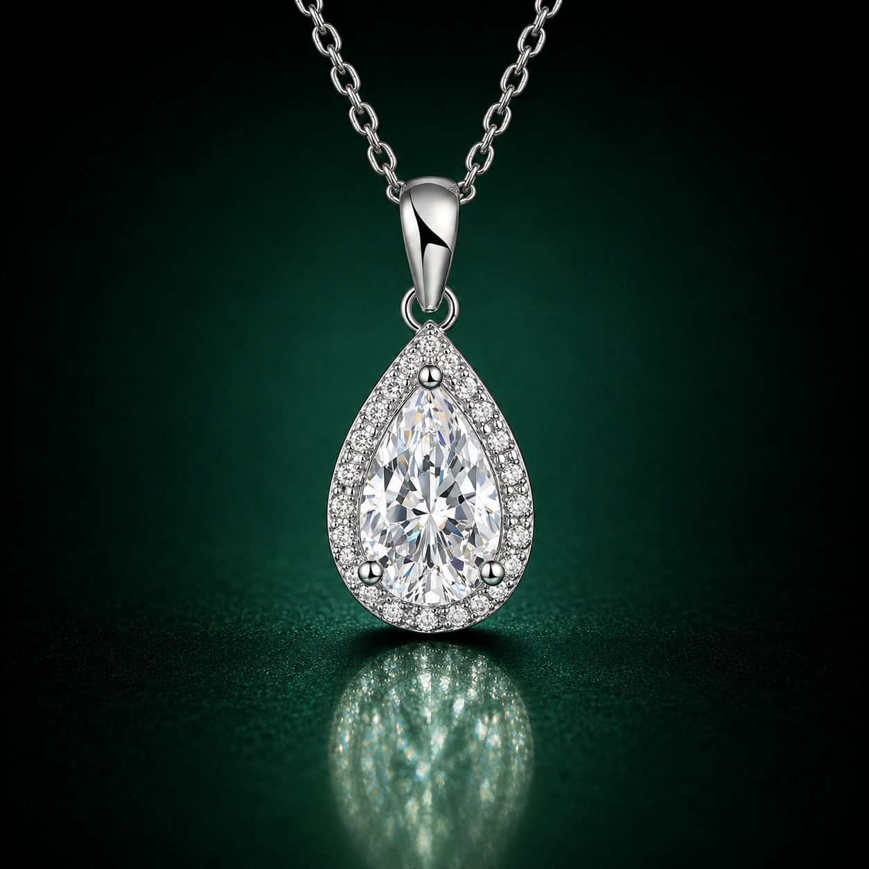 Teardrop - Moissanite Necklace in 925 Sterling Silver