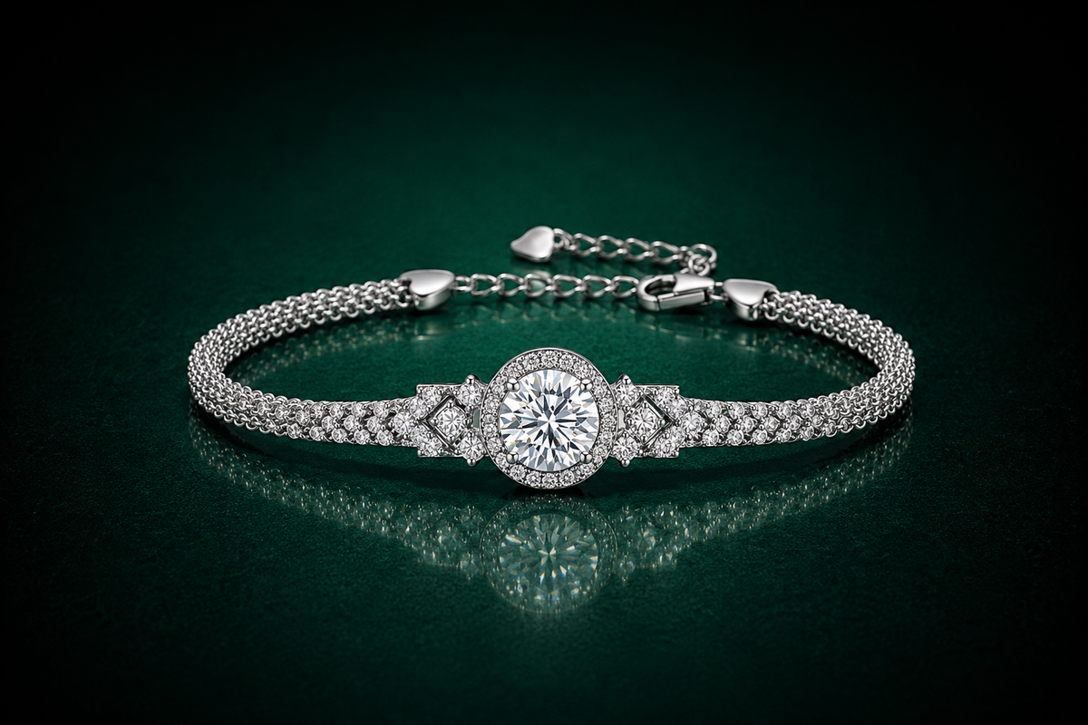 Royal Halo - Moissanite Bracelet in 925 Sterling Silver