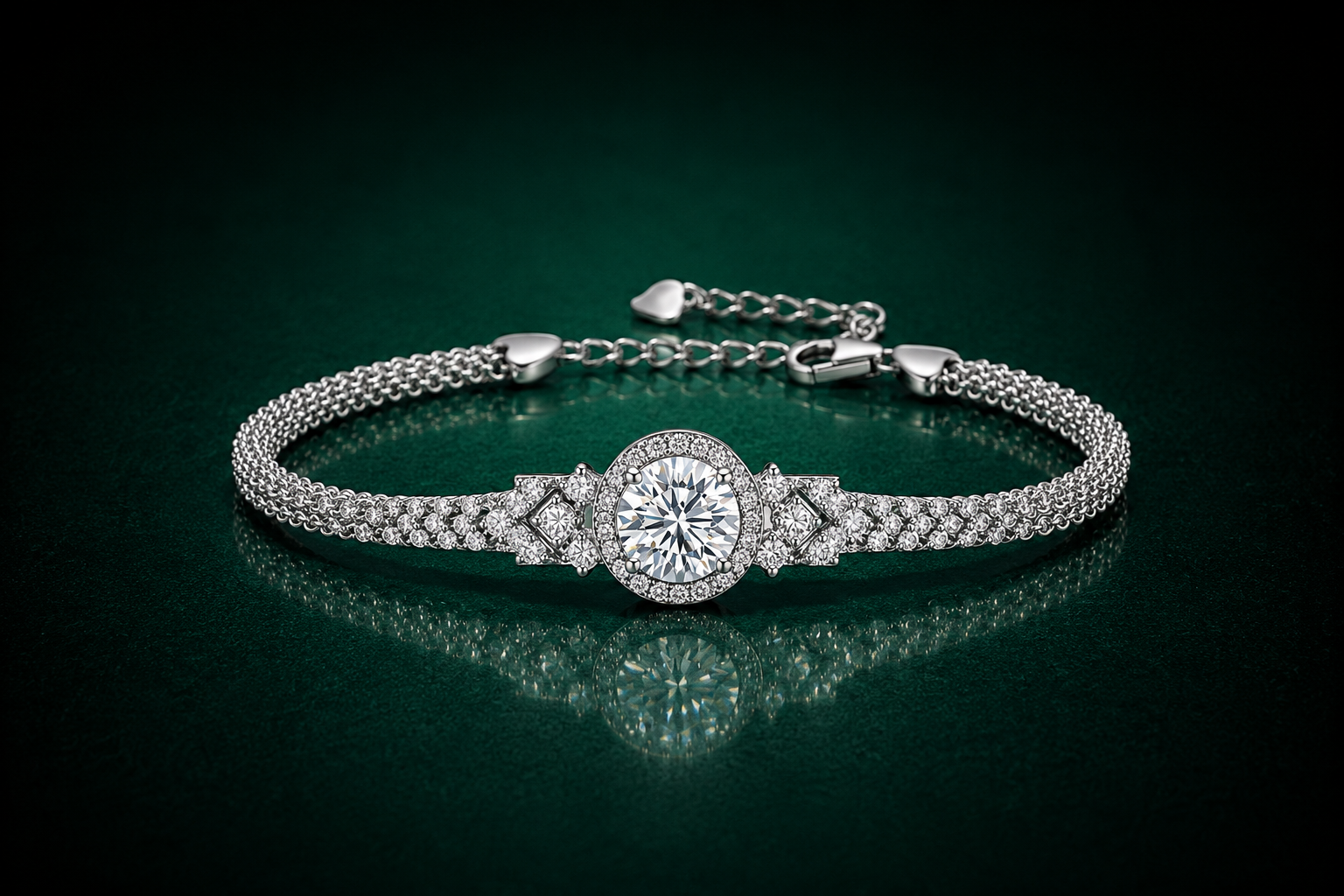 Royal Halo - Moissanite Bracelet in 925 Sterling Silver