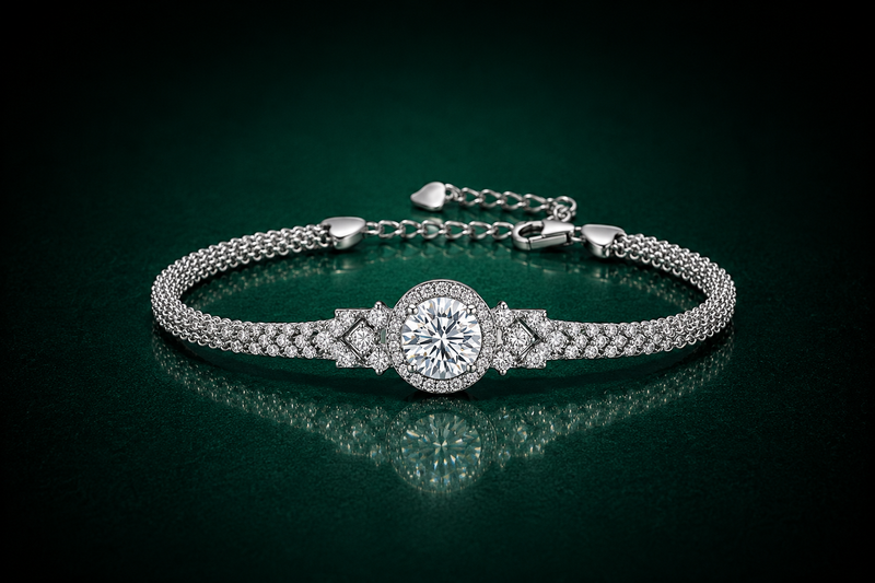 Royal Halo - Moissanite Bracelet in 925 Sterling Silver