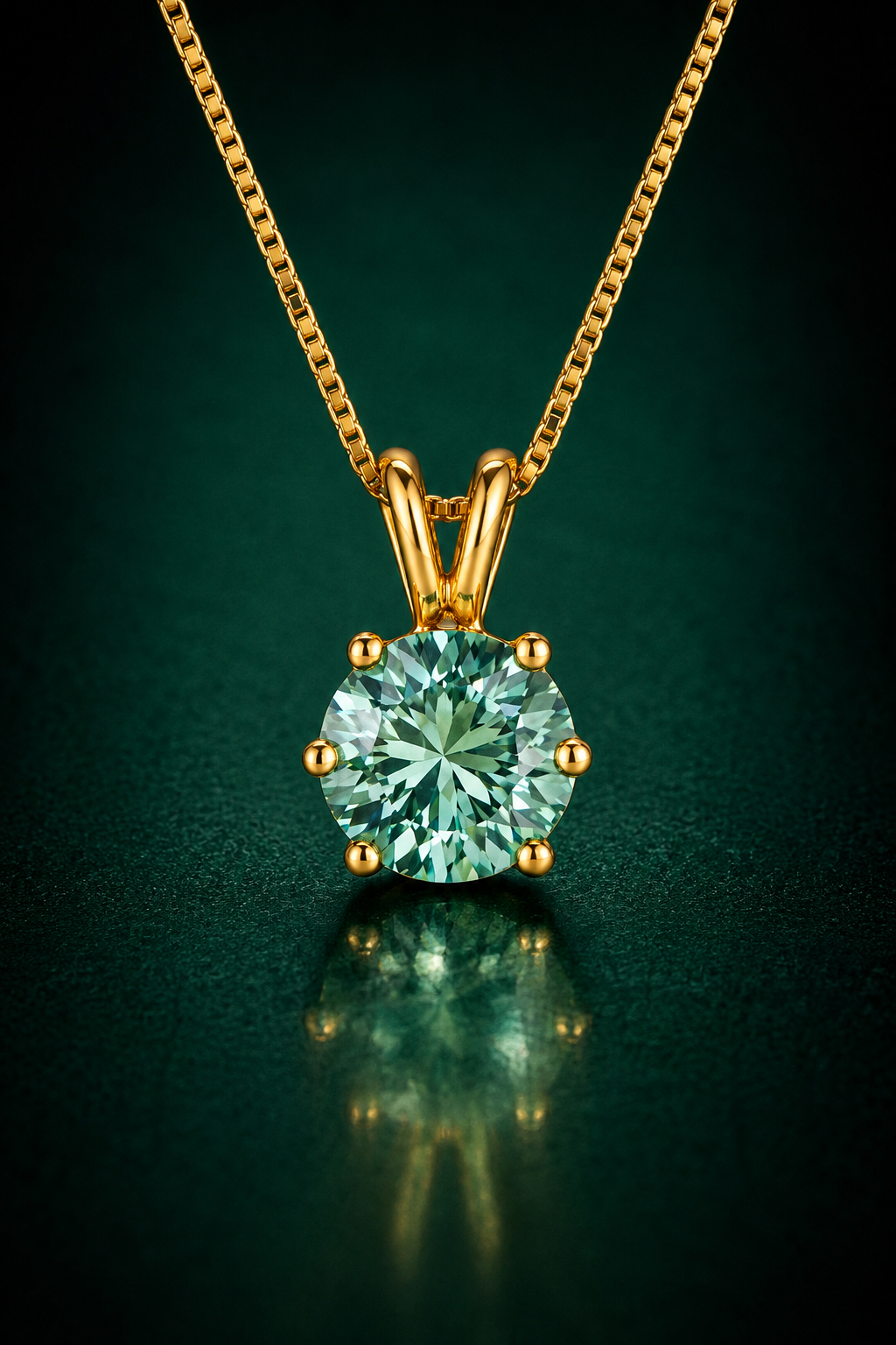 Verdant - Green Moissanite Necklace in 925 Silver (Gold Plated)