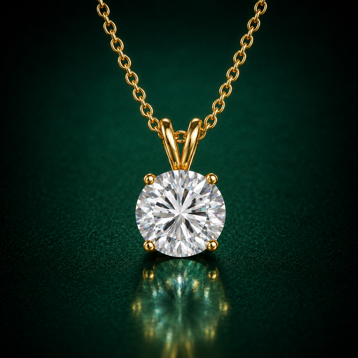 Polaris - Moissanite Necklace in 925 Silver (Gold Plated)