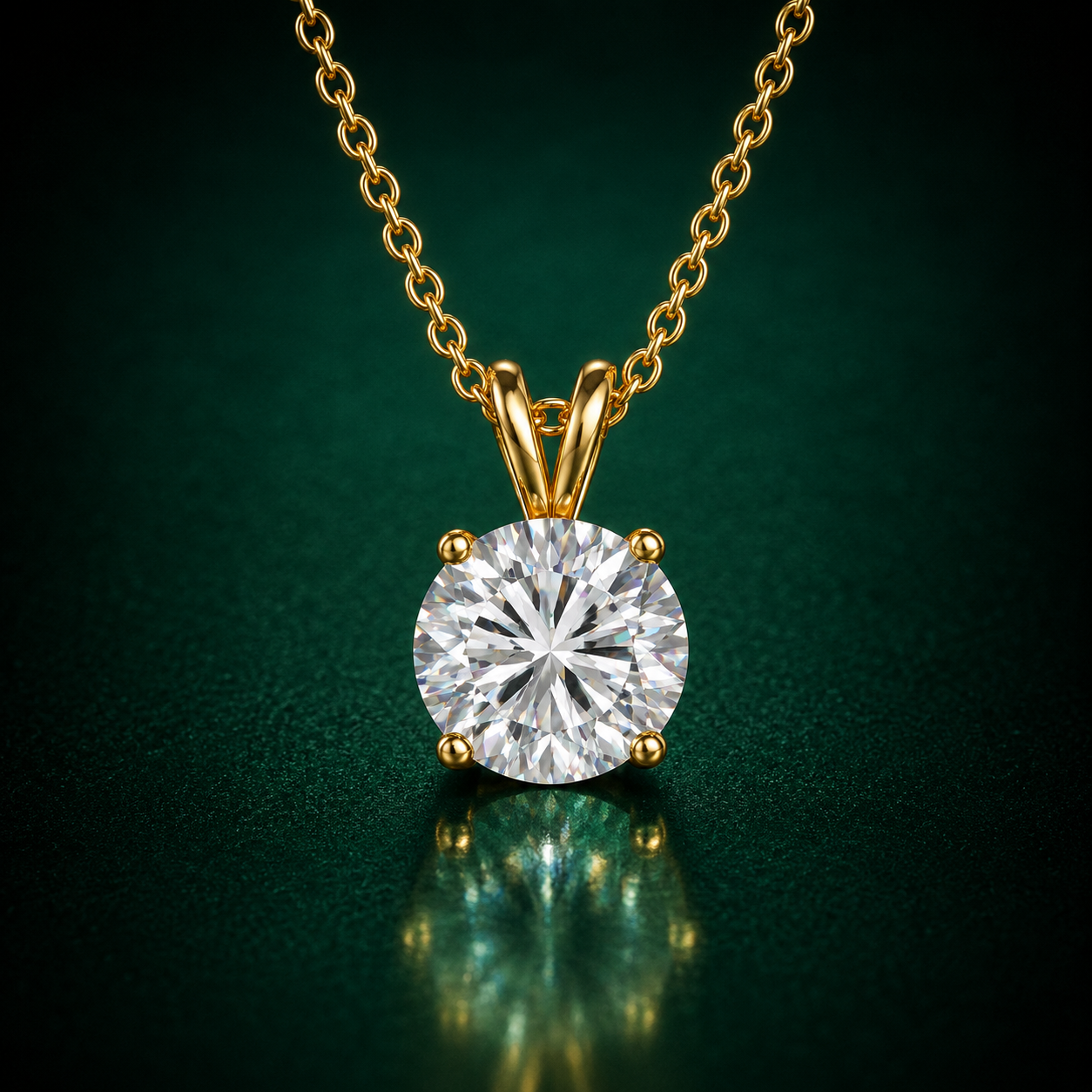 Polaris - Moissanite Necklace in 925 Silver (Gold Plated)