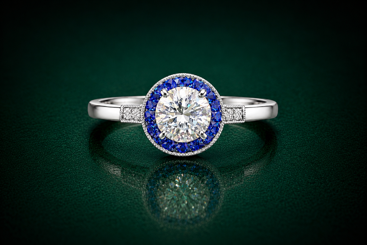 Aegean Mare - Moissanite Ring in 925 Sterling Silver