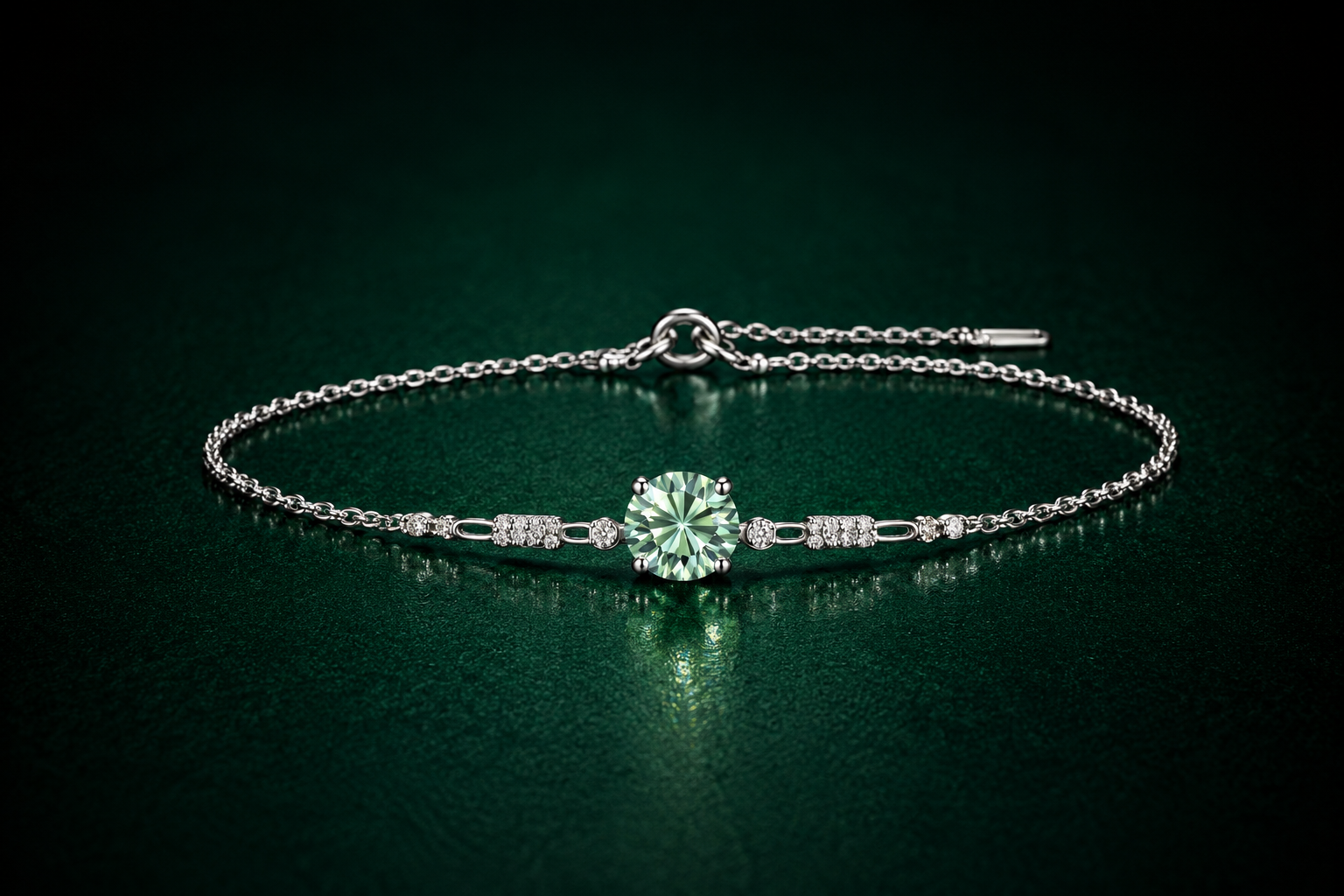 Verdessa - Green Moissanite bracelet in 925 Sterling Silver