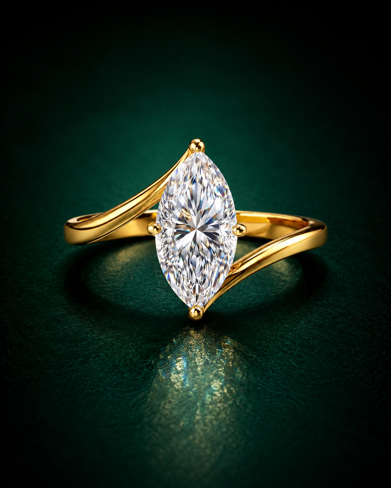 Velora – Moissanite Ring in 925 Silver Gold Plated