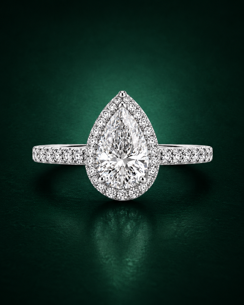 Teardrop - Moissanite Ring in 925 Silver