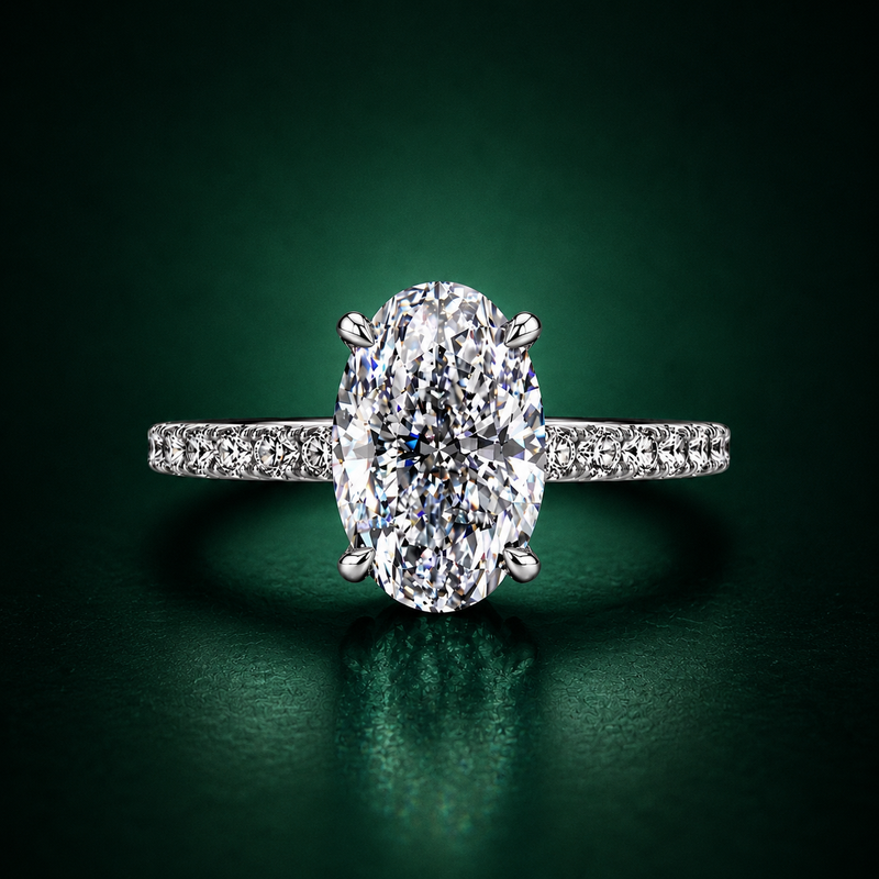 Venus Oval - Moissanite Ring 3ct in 925 Silver