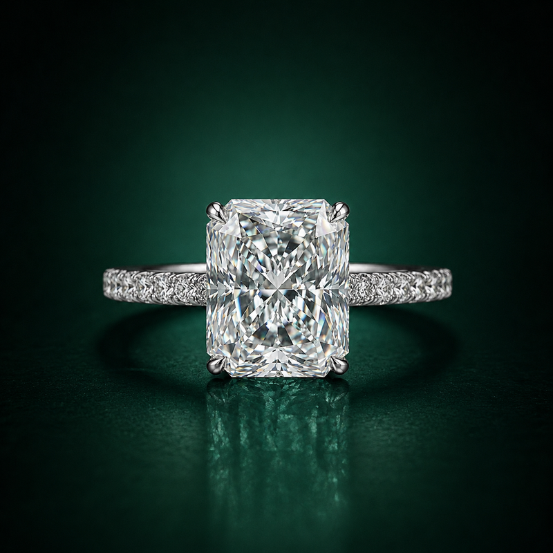 Tetra Radient - Moissanite Ring 4ct in 925 Silver